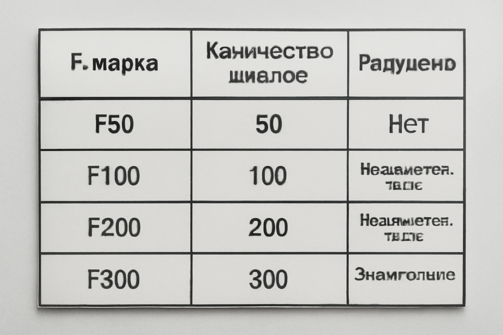 Таблица морозостойкости строительных материалов: что значит F50, F100 и выше