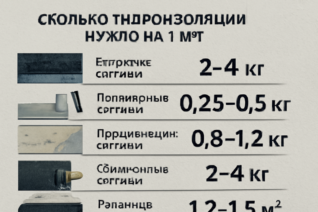 Сколько гидроизоляции нужно на 1 м²? Расход по типам материалов